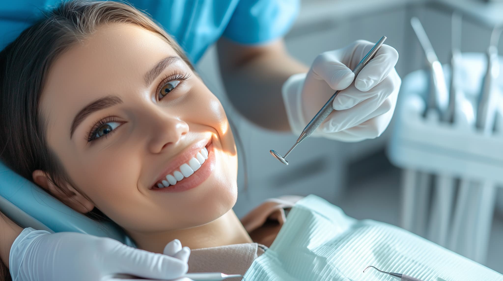 歯の定期検診を受ける女性