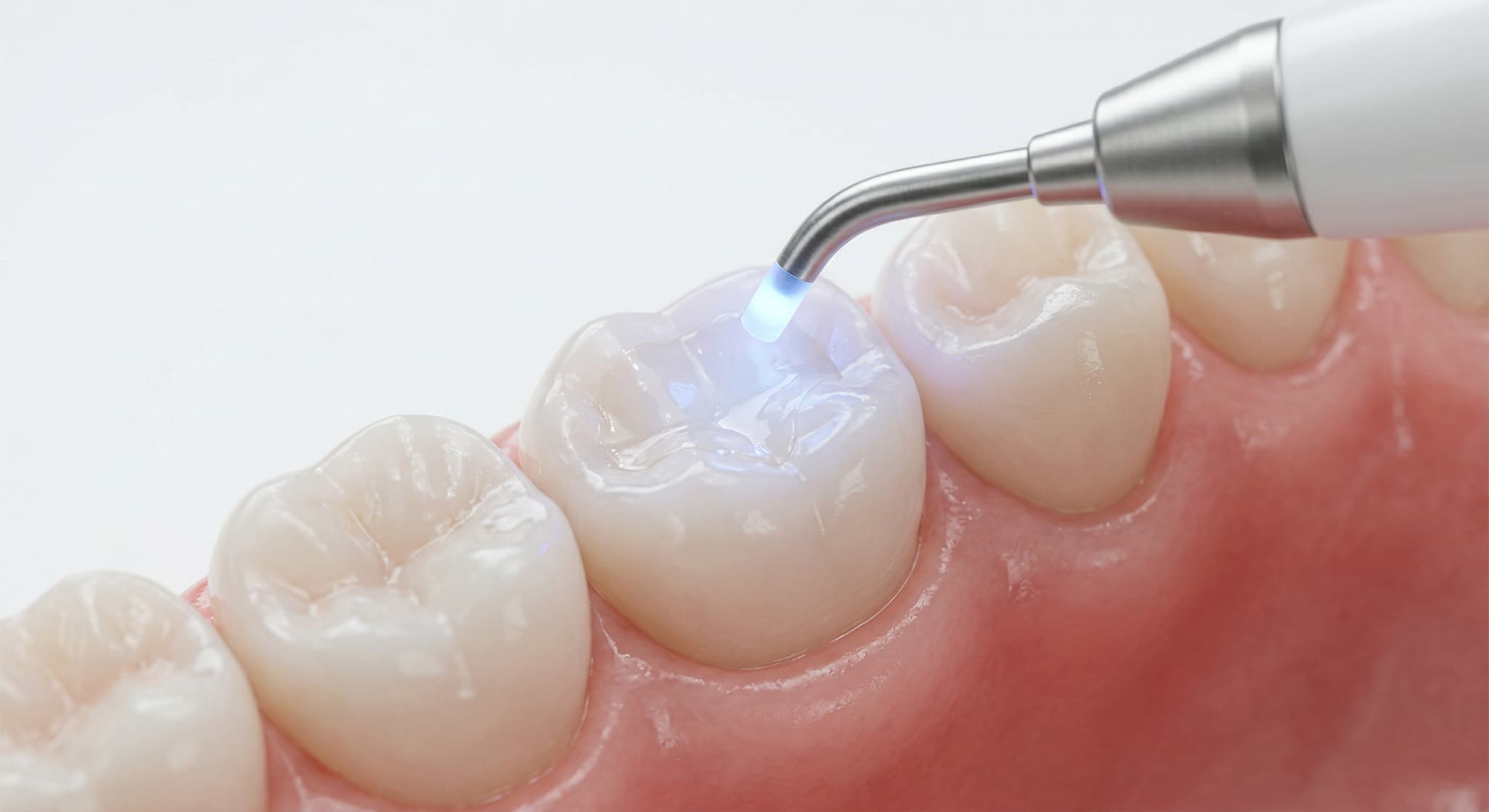 コンポジットレジンで治療をする様子